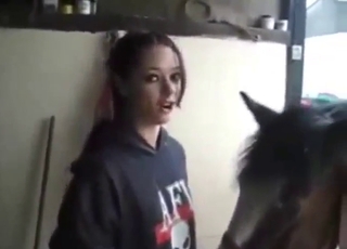 Bestiality porn with a brunette teen and horse