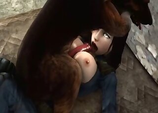 She looks very hot with a big animal cock in her mouth