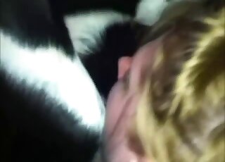 Golden blonde takes a big dick in her small mouth